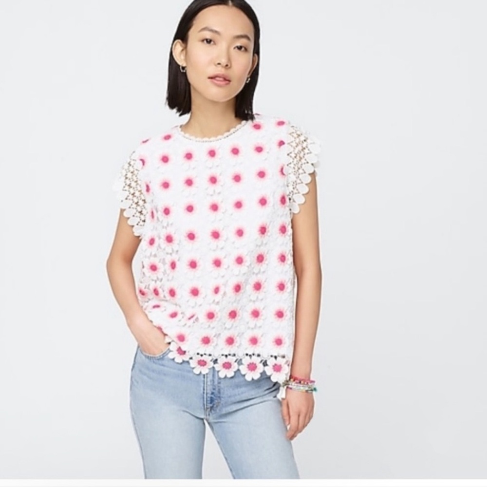 J. Crew Floral Crochet Top